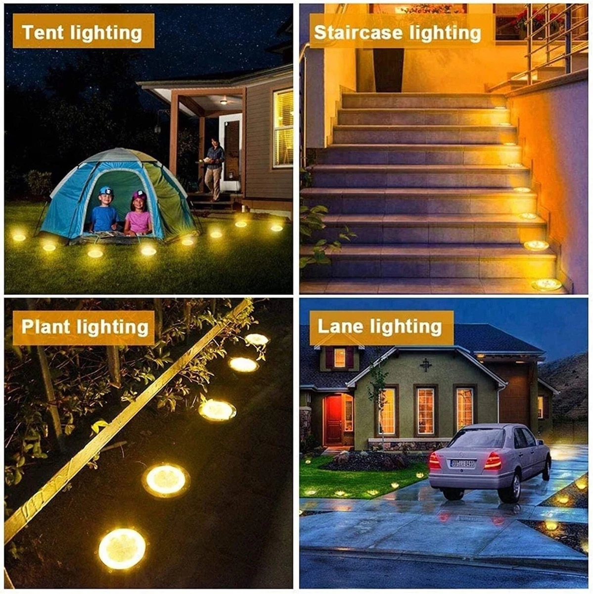 5pcs 12LED IP68 Waterproof Solar Ground Lights Outdoor for Garden