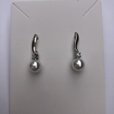 Drop Pearl Earrings White Pearl Silver Bride Earrings