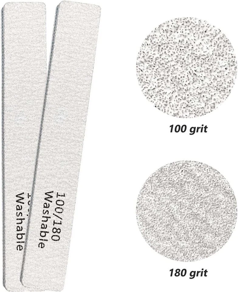 Arquivos e tampões de unhas profissionais laváveis 100/180 grãos lixa dupla face - Imagem 3 de 4