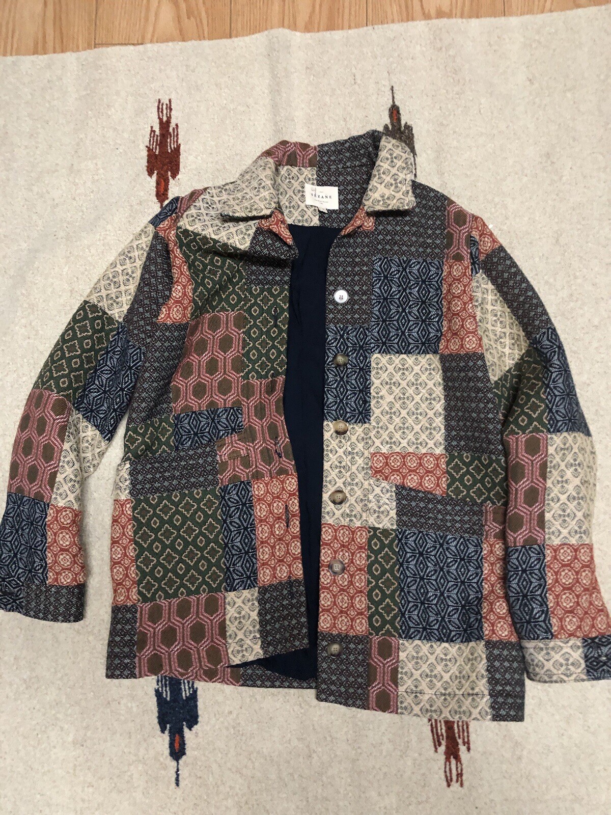 Sezane Will Jacket Dana Patchwork Jacquard Small … - image 1
