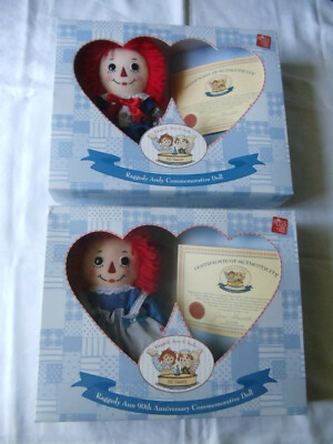 RAGGEDY ANN & ANDY 90th ANNIVESARY COMMEMORATIVE DOLLS-NEW IN
