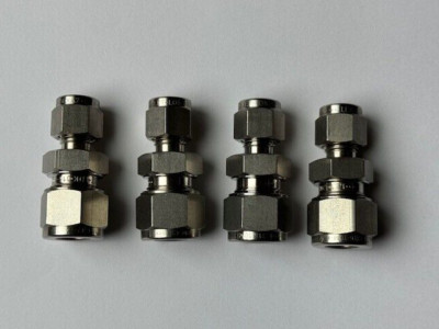 Ham-Let SS Union Fitting, 10 MM Tube x 1/4 Tube, Swagelok SS-10M0-6-4 Lot of 4