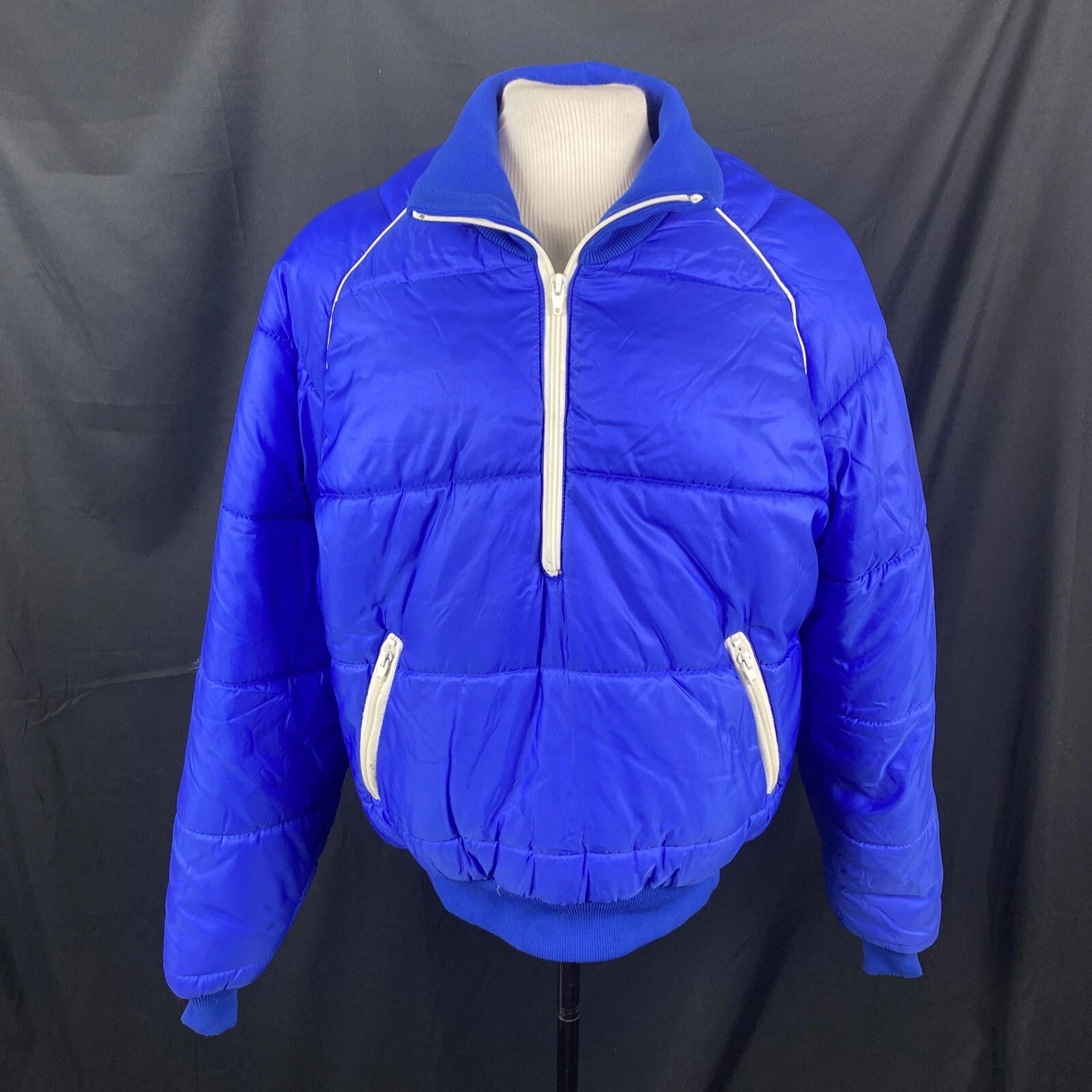 Vintage Unisex REI Co Op Blue Half Zip Puffer Jacket Coat Medium Retro Outdoors