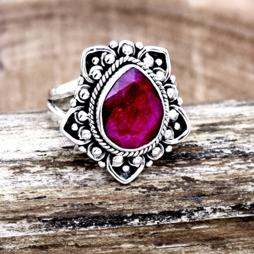 ＊925 天然ルビーのシャンデリアリング＊ ruby ring silver Beauty Ruby Gemstone 925 Sterling Silver Handmade Ring All Size S