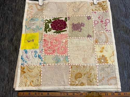 One of a Kind White Patchwork cushion covers, COVER ONLY. Zipper, 16"x16", - Picture 12 of 32