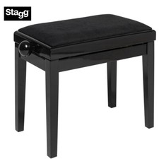 Stagg Gloss Black Adjustable Piano Bench with Black Velvet Top PB06 BKP VBK