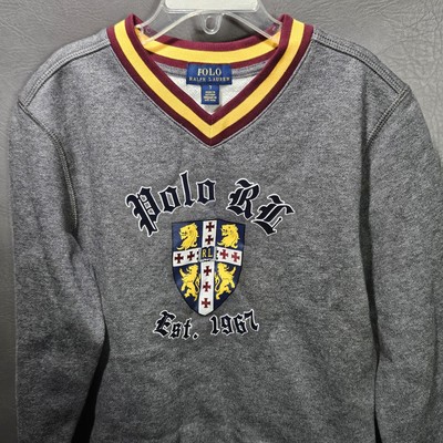 Kids Polo Ralph Lauren Crest Sweater Youth Size 7 Preppy Sports Rugby School New