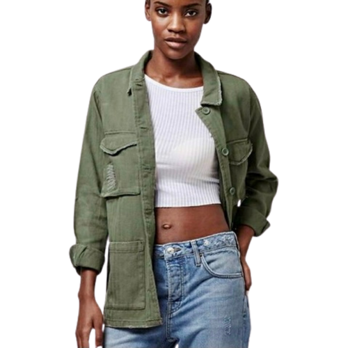 TOPSHOP Shacket Jacket Shirt Cargo Army 
