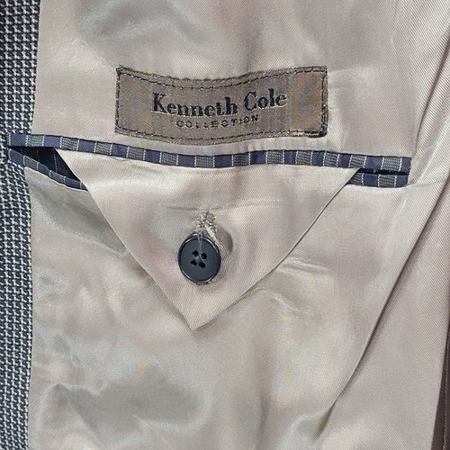 Kenneth Cole Sport Coat Jacket Men 44R Wool Houndstooth Brown Business USA Union - Picture 10 of 20