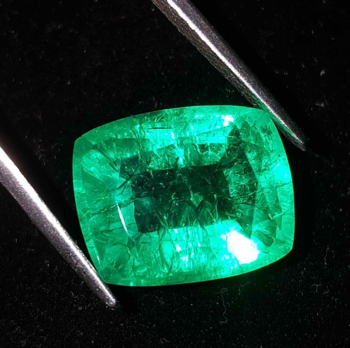 Esmeralda verde natural 9,77 quilates piedras preciosas sueltas certificadas corte cojín calidad AAA+ - Imagen 3 de 9