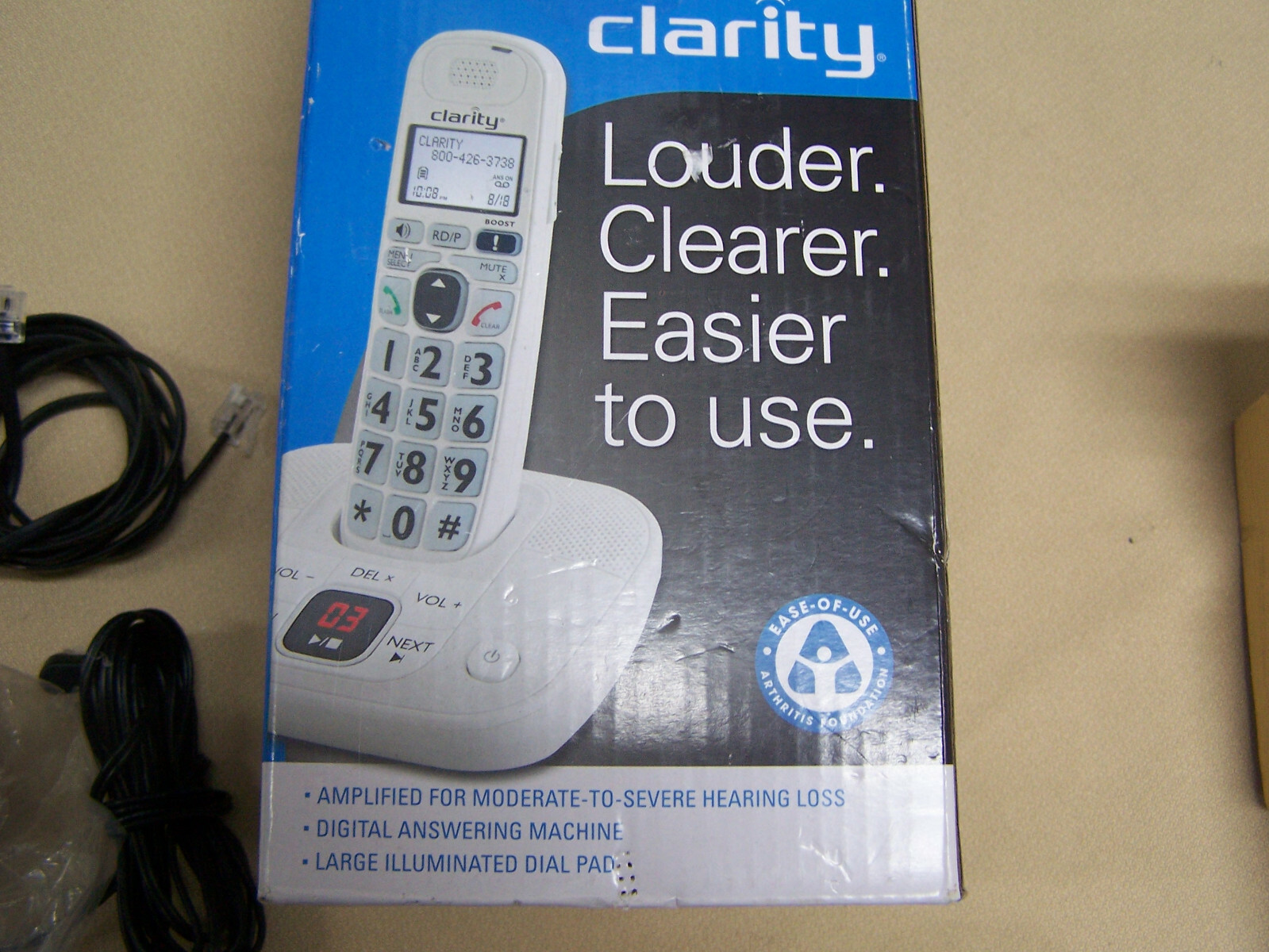 Clarity D714 Amplified Cordless Phone 40dB Large Buttons w/Answering