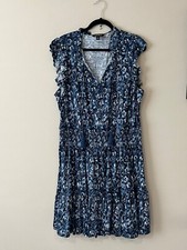 Lauren Ralph Lauren Short Navy Blue and White Floral Summer Dress