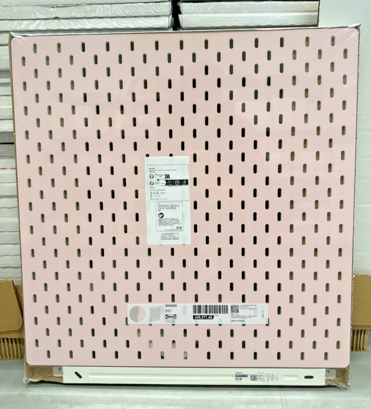 IKEA SKÅDIS Pegboard Pink/Beige 22x22" Wall Organizer 406.071.48-NEW