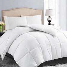 Down Alternative Comforter Full Size- Quilted Duvet Insert for All Seasons, S...