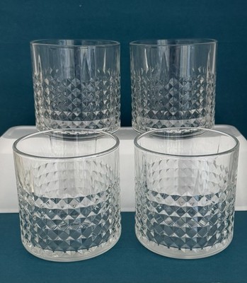 Ikea FRASERA Diamond Cut Whiskey Glass Cocktail Rocks Old Fashioned Set 4