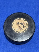 Vintage 1968 Pittsburgh Penguins Art Ross Converse Game Hockey Puck NHL