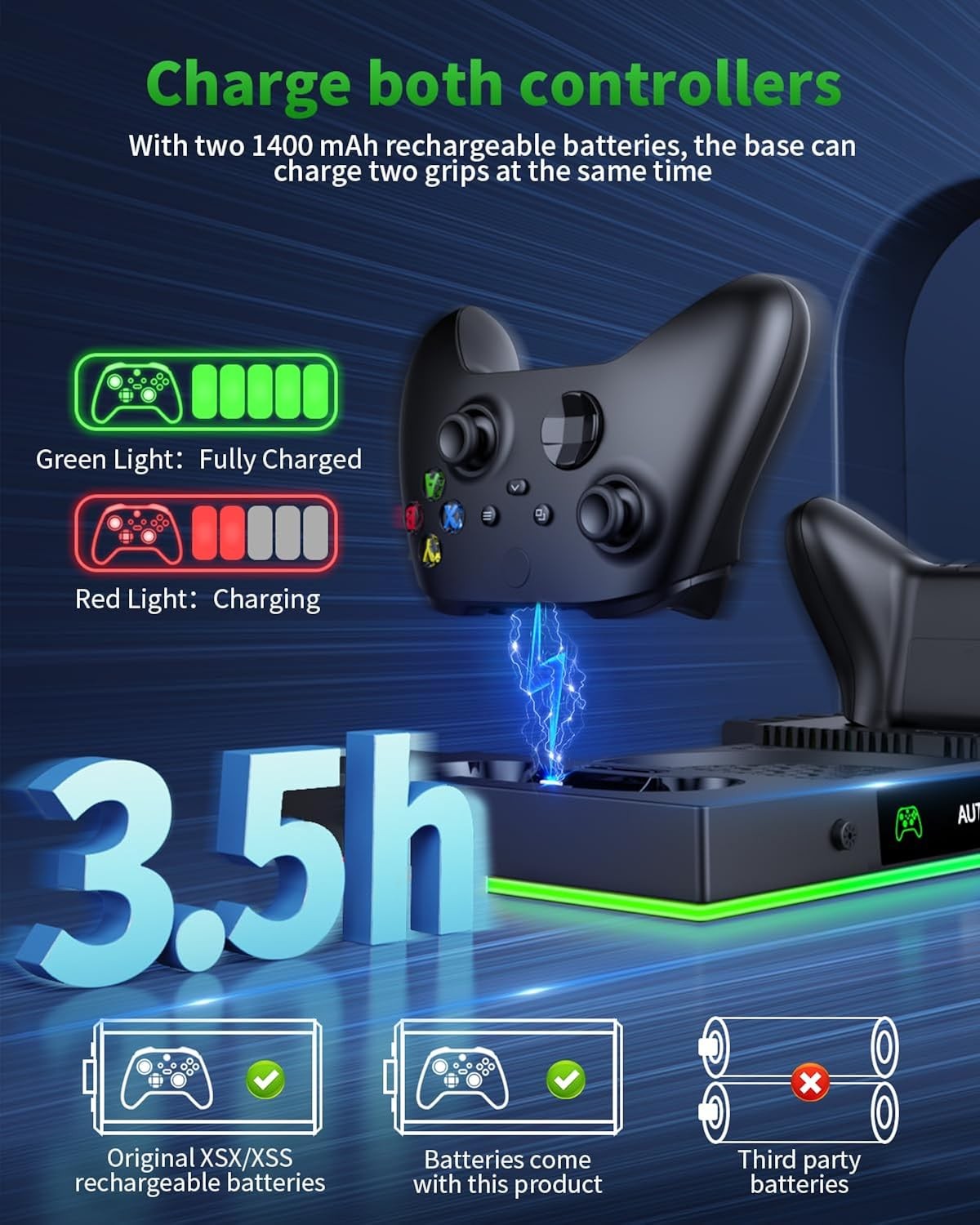 Gorixer AI ventola di raffreddamento e supporto di ricarica accessori per console Xbox Series X foto 4