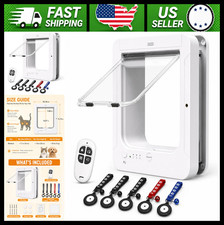 Smart Cat Door with Remote Control, 5 Collar Tag Keys, 4 Locking Modes