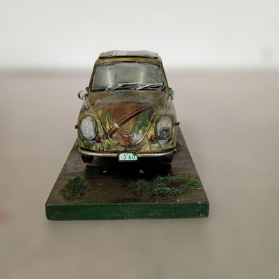 #ad Rare 1 24 Subaru 360 Damaged Mini Car with Grass Base Japan Japan $140.22