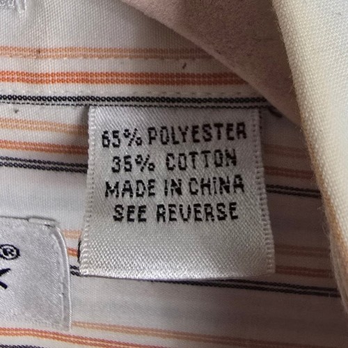 Karl Knox Men's Tall Beige Orange Striped Long Sleeve Dress Shirt 18.5 Neck - Picture 7 of 7
