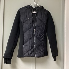 Michael Kors Jacket Women's Hoodie Size Small Full Zip Black Scuba Sweatshirt