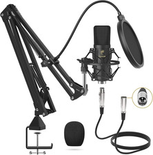 XLR Condenser Microphone, Professional Cardioid Studio Mic Kit with T20 Boom Ar