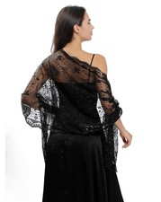 Women's Sparkling Sequin Deco Wedding Scarf for Bride 1920s Shawls and Wraps ...