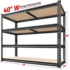 REIBII 2000LBS Garage Shelving 4 Tier Storage Shelves Adjustable Metal-FGQ