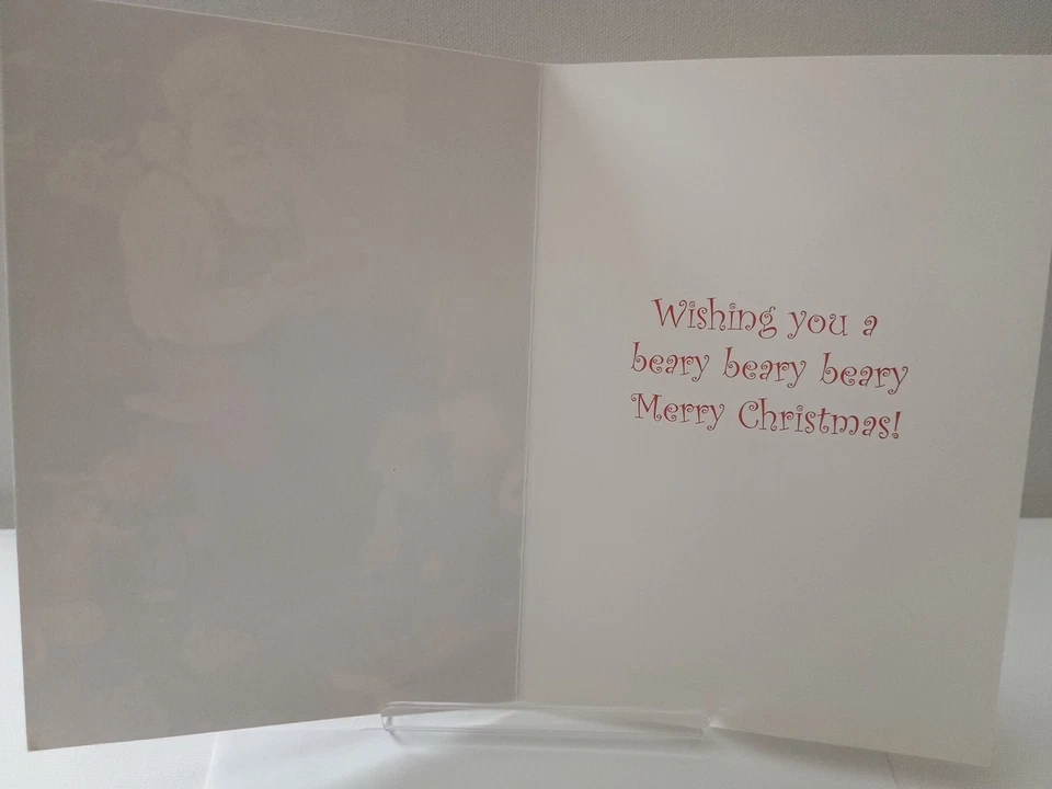 Tarjeta de felicitación de Navidad Santa Claus en taller para hacer osos de peluche juguetes navideños Foto 2 de 4