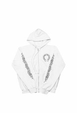 Image of Chrome Hearts Floral Cross Zip Hoodie 'White' Authentic Mens Size M