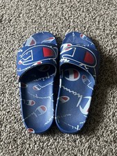 Champion IPO Warped Blue Red White Logo Men's Slide Sandals Size 10