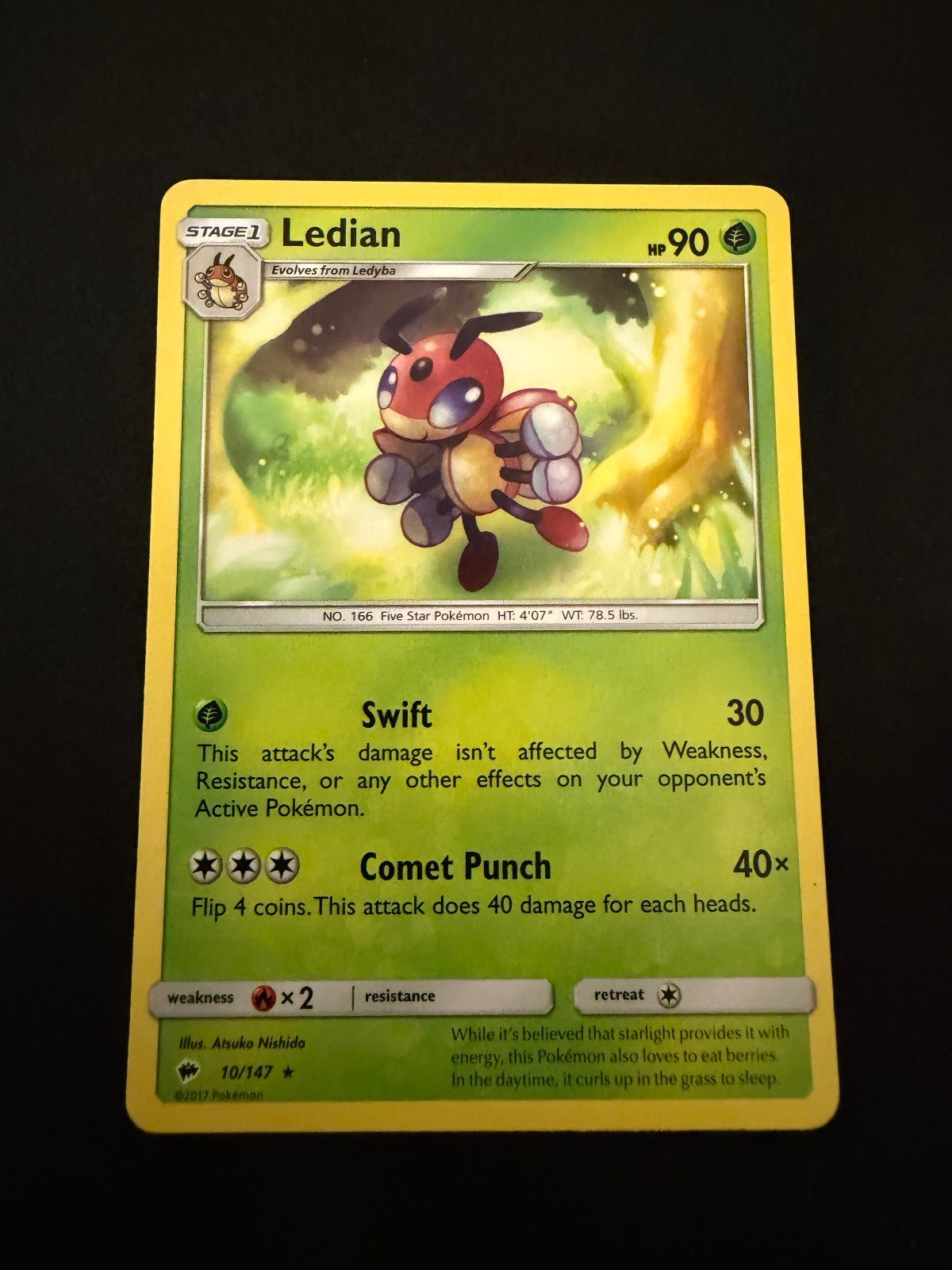 Ledian 10/147 Rare Burning Shadows Pokemon Near Mint