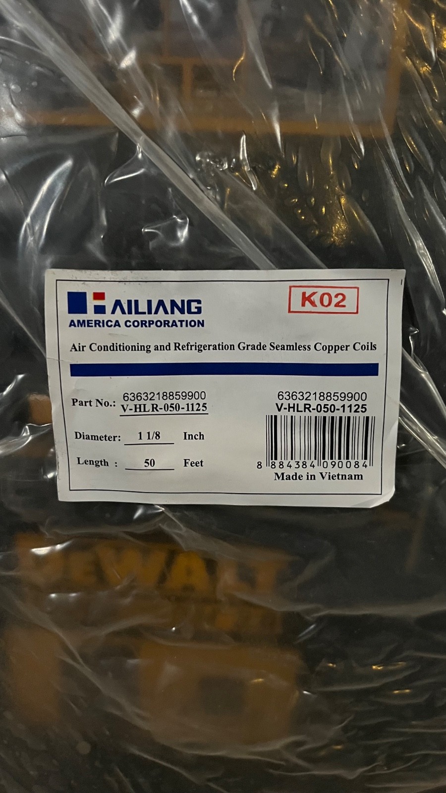 Hailiang 1-1/8" OD x 50' Copper Tubing ACR Refrigeration Coil Soft Roll HVAC