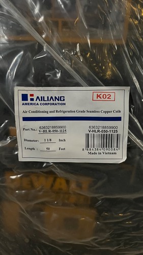 Hailiang 1-1/8" OD x 50' Copper Tubing ACR Refrigeration Coil Soft Roll HVAC