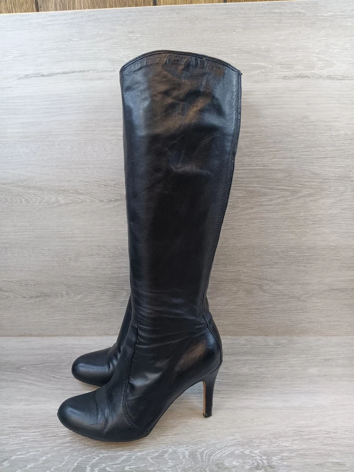 Botas para mujer Corso Como Dapper talla 7,5 M de cuero negro hasta la rodilla minimalistas... Foto 3 de 4