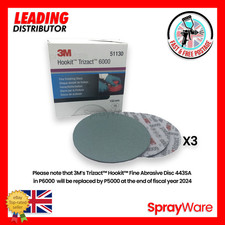 3M Trizact 6000 51130 Hookit Wet or Dry 150mm Abrasive Discs 3PK