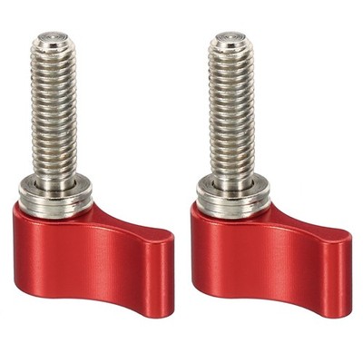 2Stk Gewinde Drehknopf L Typ M5 17mm Rändelmutter Rot Alu Legierung Vernickeln