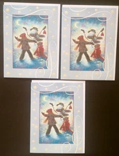 "Frosty Hugs", (3) Leanin Tree Christmas, New Year Cards, New With (3) Envelopes