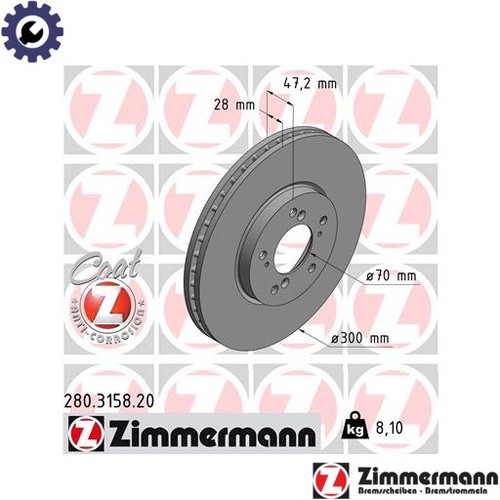 2x BRAKE DISC 280.3158.20 FOR HONDA ACCORDVI H22A7 2.2L 4cyl ACCORD VI