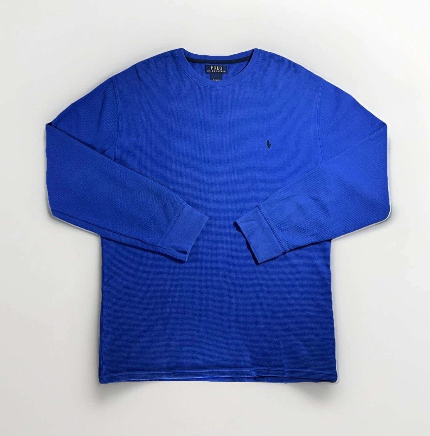Polo Ralph Lauren Thermal Shirt Blue Long Sleeve Crew Neck Cotton Size XL