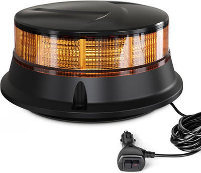 Amber Beacon Light 4.2Inch, Flashing Safety Warning Lights Permanent/Magnet Moun