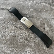 NEW Aftermarket 20mm Black Silicone Rubber Watch Strap Band For Rolex OYSTERFLEX
