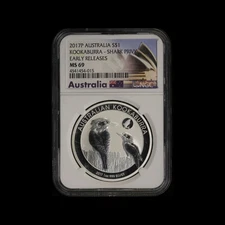 2017-P Australia $1 Silver Kookaburra Shark Privy Early Releases NGC MS69