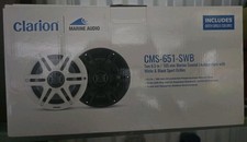 Clarion CMS-651-SWB Marine 6.5" 2-Way Speakers 60w Pair w/ Black  White Grilles