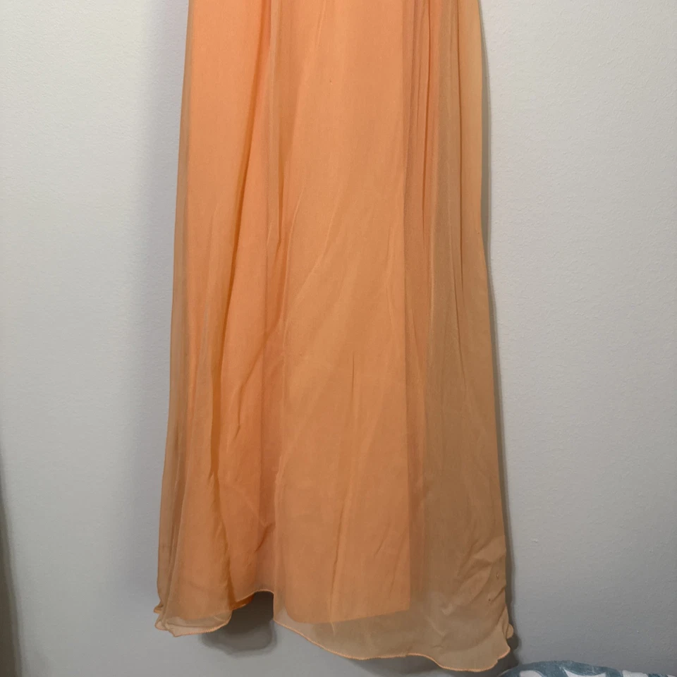 Vestido De Colección Años 60 70 Mujer Vestido Naranja Mod Hippie Hecho a Mano Gasa Boho Formal S * Foto 3 de 4