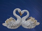 Elegant Grey Heart Swan Couple Ornament 66cm Luxury Home Garden Decor Sculpture
