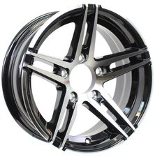 Black Aluminum Spoke Sidewinder Trailer Rim 15X5 5 Lug On 4.5 Center Satin Black