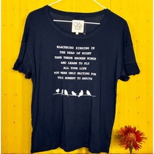 Chaser The Beatles Blackbird Lyrics Black Short Sleeve Crewneck Tee Size S NWT