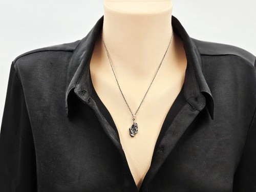 Vintage Sterling Silver Modernist Brutalist Necklace & Earrings Set - Signed - Picture 3 of 10