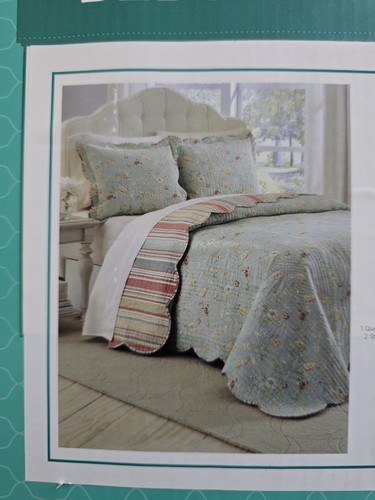 Trapunta reversibile Waverly Garden Glitz moderna fattoria floreale 3 pezzi regina - Foto 6 di 7